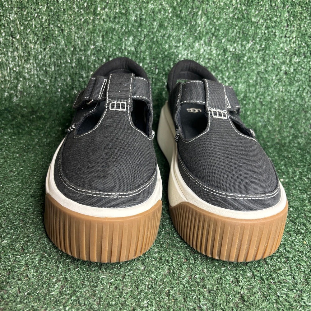 UGG EZ-Duzzit Mary Jane Canvas Platform T-Strap Chunky Sneaker Black Womens Sz 7 - Picture 2 of 12